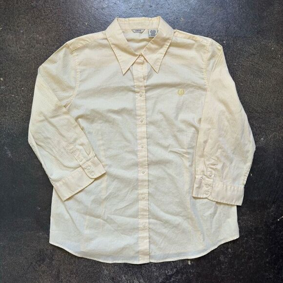Izod Women’s NWT Yellow Button Up Shirt Formal Casual Style Size XL cotton Blend - Picture 1 of 10